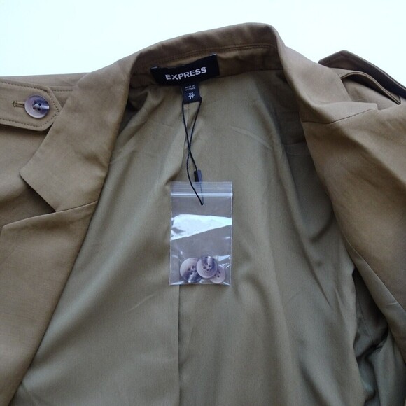 EXPRESS Women's Coat Jacket Belted Linen-Blend Lightweight Pockets NWOT XS - Picture 5 of 12